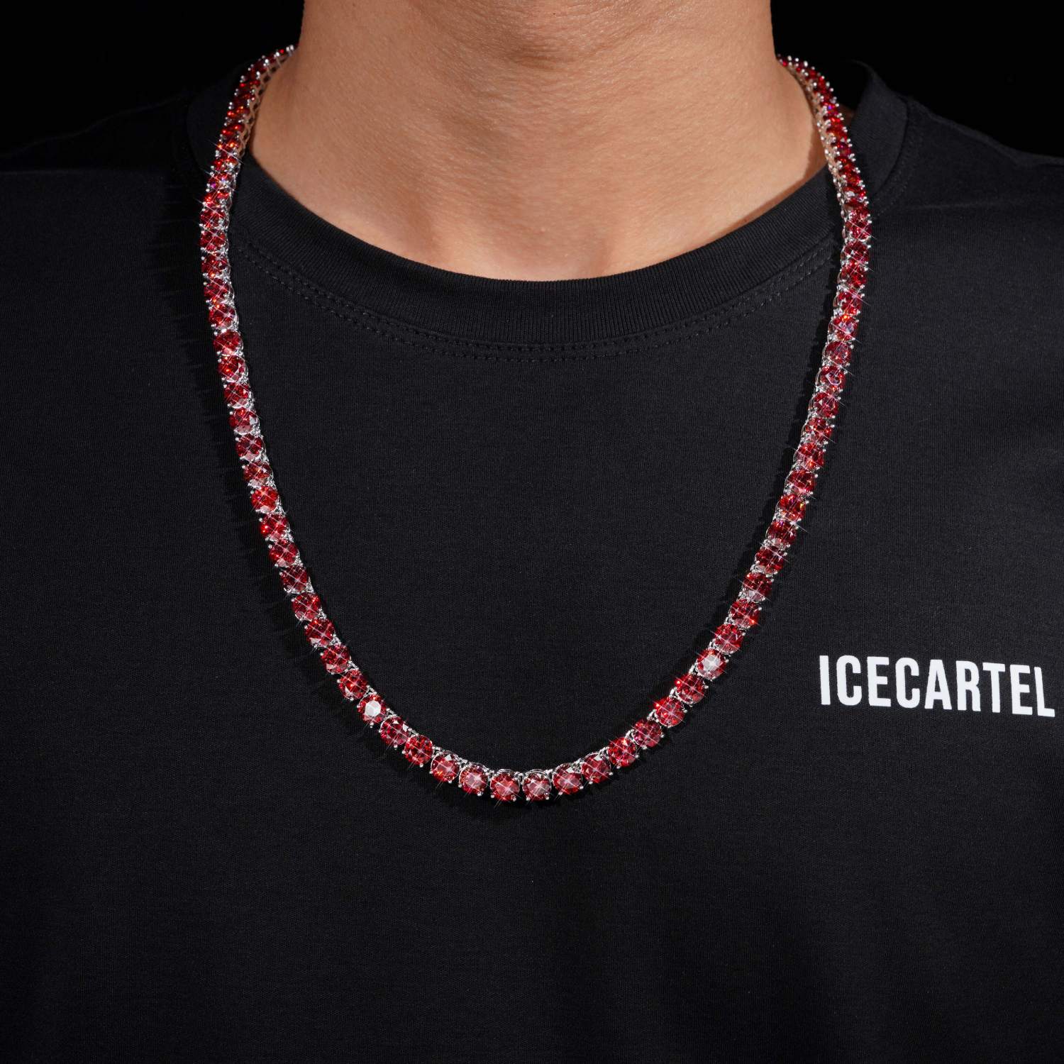 4MM Red Moissanite Tennis Chain Model