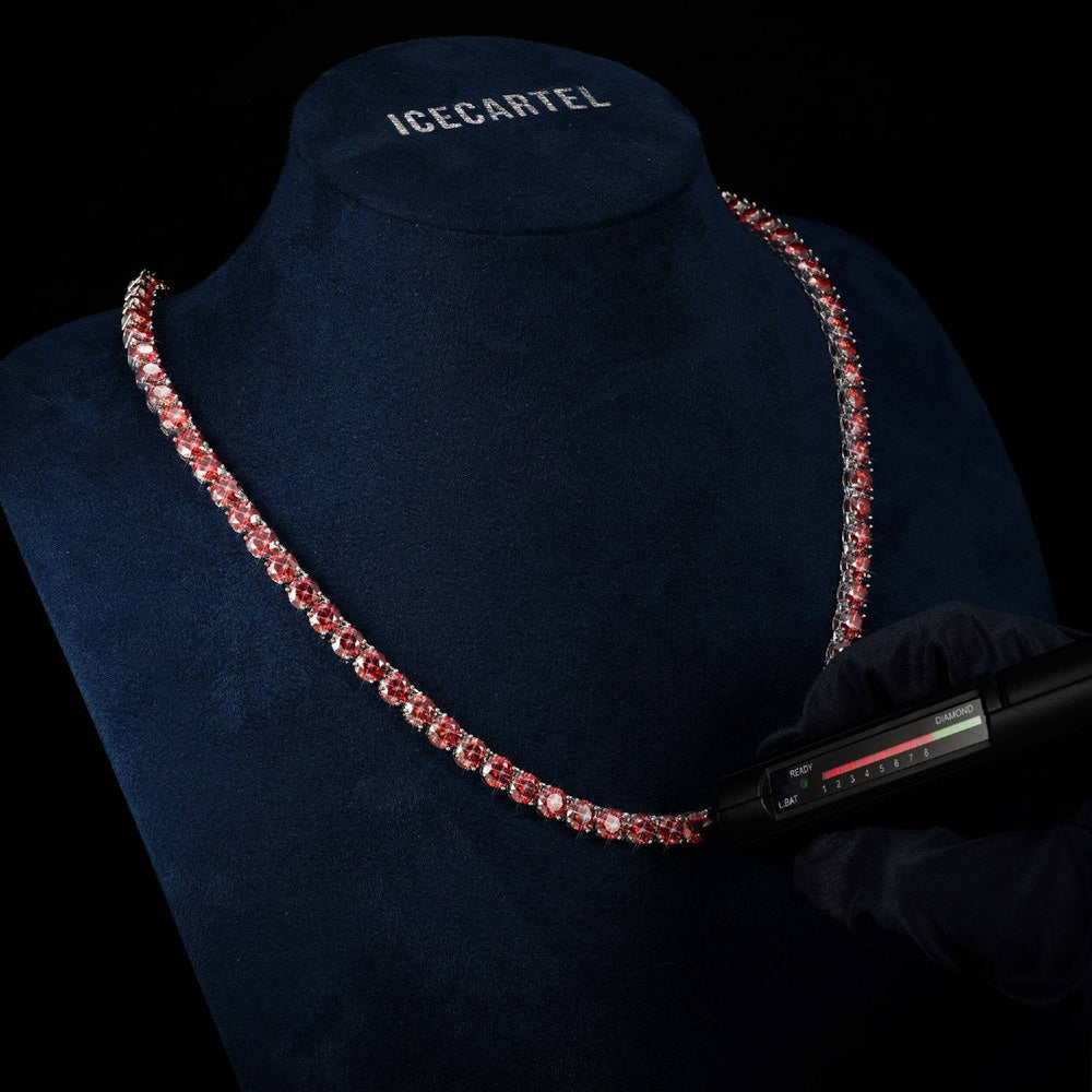 4MM Red Moissanite Tennis Chain Test