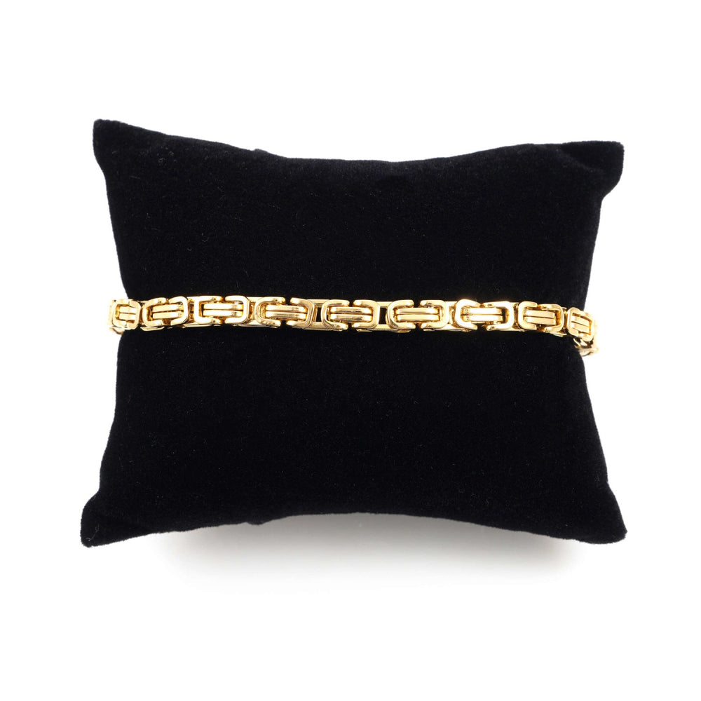 4mm byzantine bracelet 14k yellow gold icecartel pillow