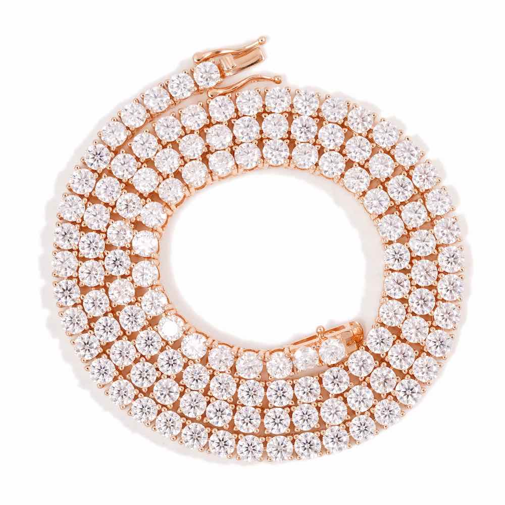 4MM Diamond Tennis Chain 14K Solid Rose Gold first