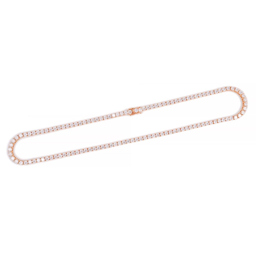 4MM Diamond Tennis Chain 14K Solid Rose Gold full