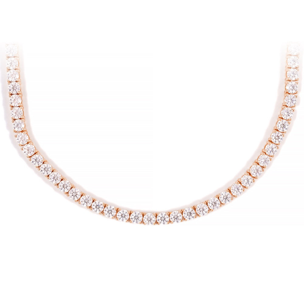 4MM Diamond Tennis Chain 14K Solid Rose Gold
