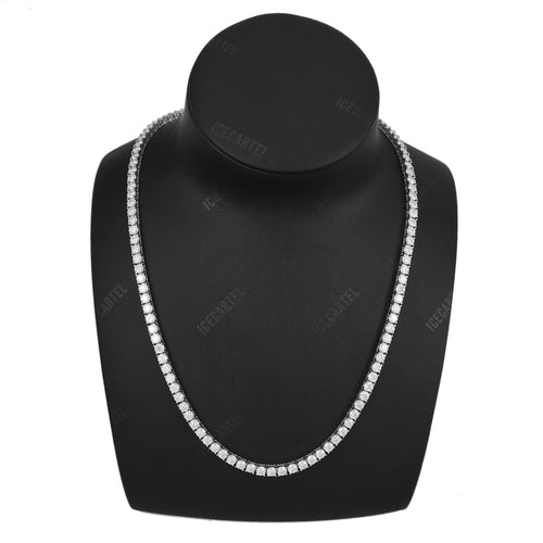 4MM Diamond Tennis Chain 14K Solid White Gold neck