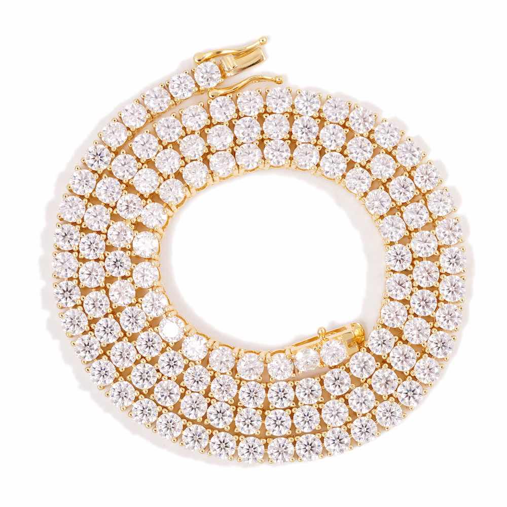 4MM Diamond Tennis Chain 14K Solid Yellow Gold first