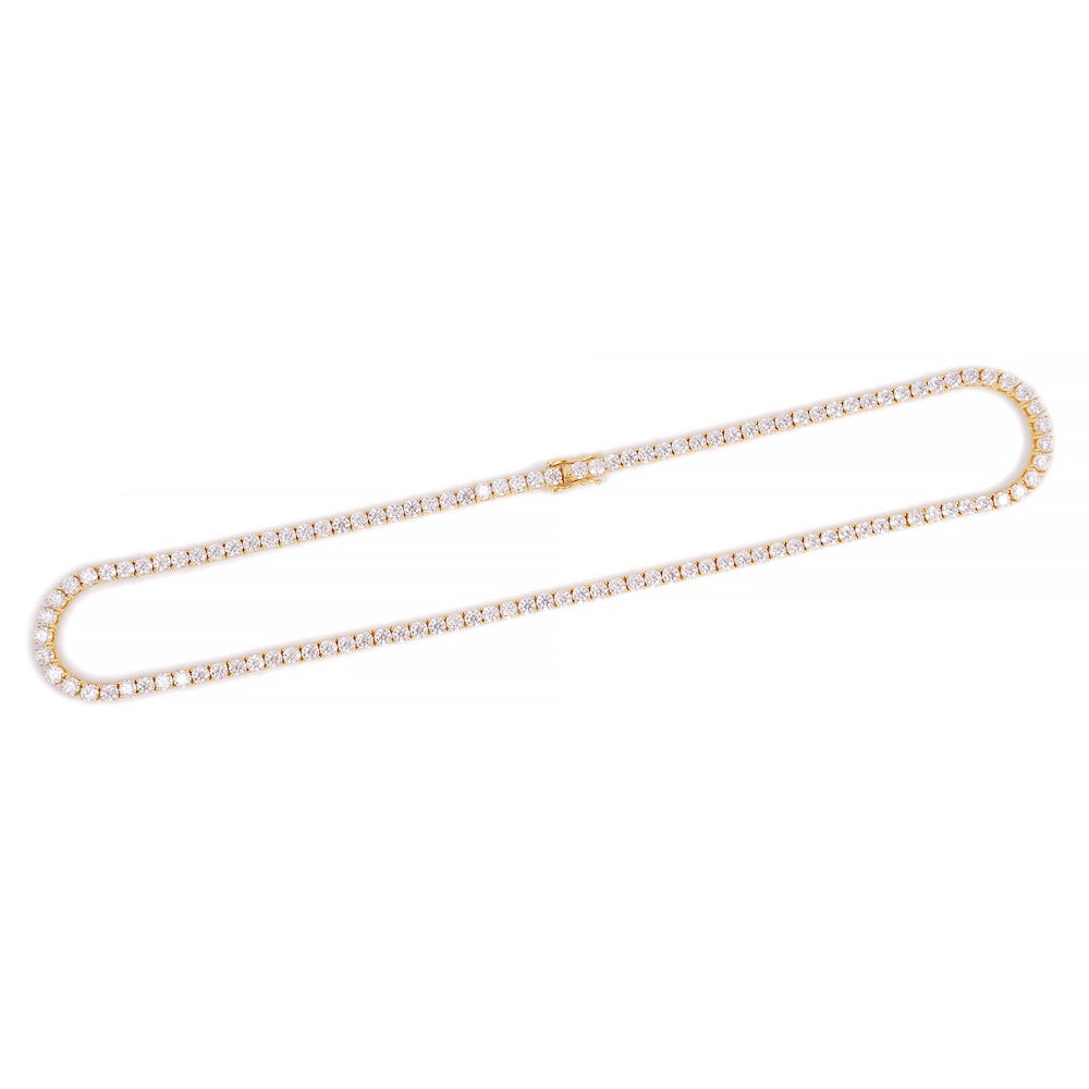 4MM Diamond Tennis Chain 14K Solid Yellow Gold full
