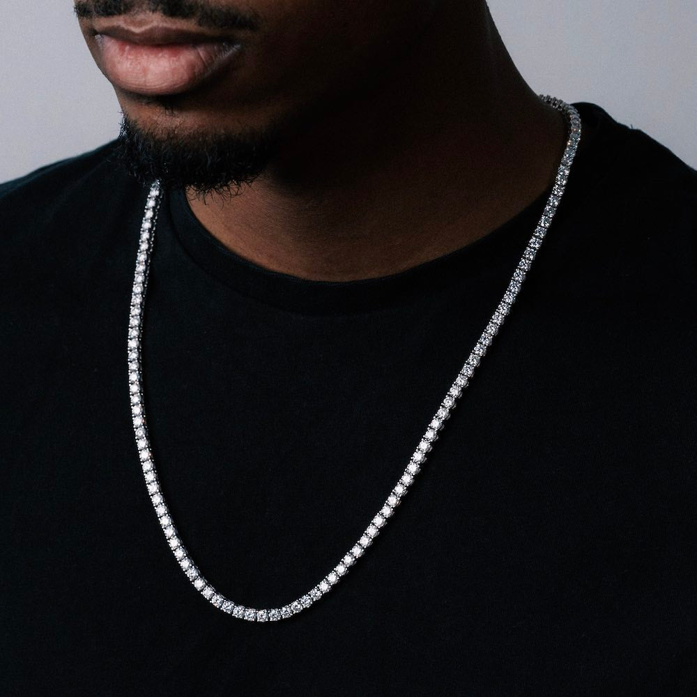 4mm moissanite tennis chain on neck