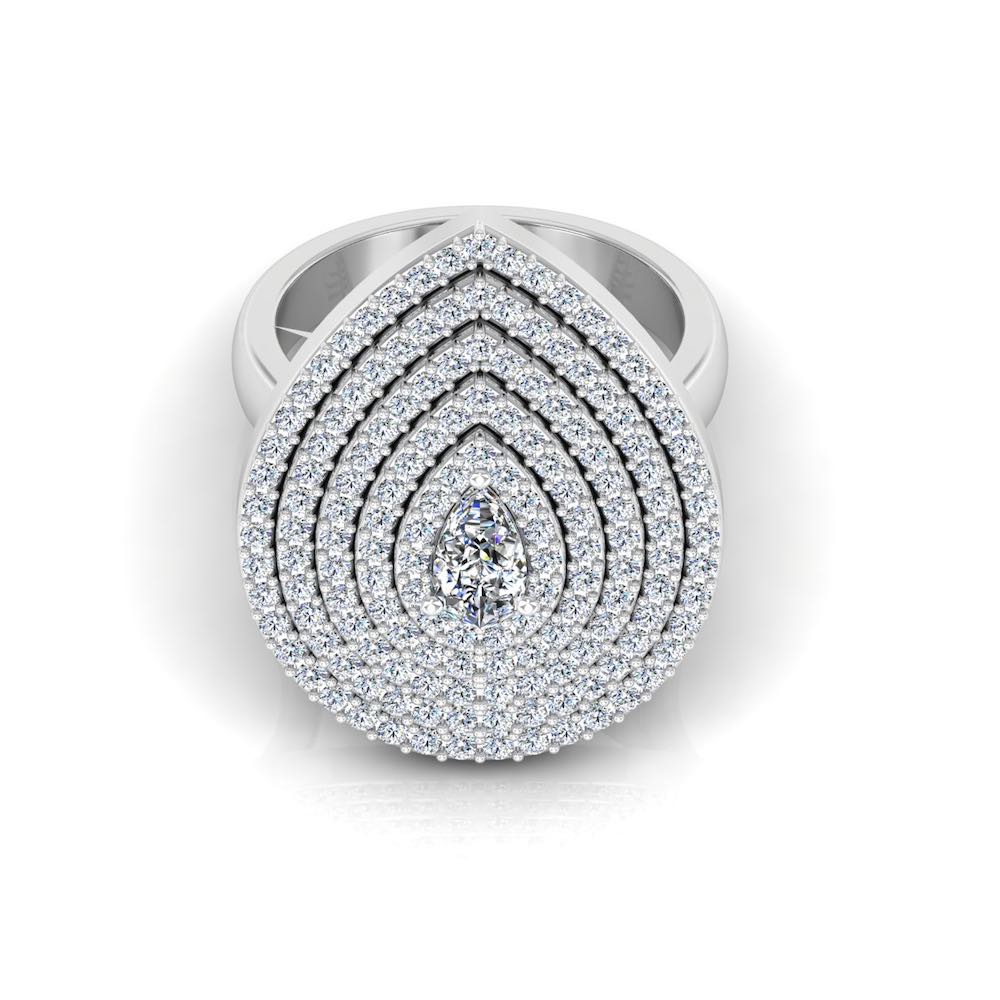 5-Row Pear Cluster Moissanite Engagement Ring front