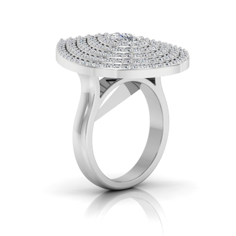 5-Row Pear Cluster Moissanite Engagement Ring side