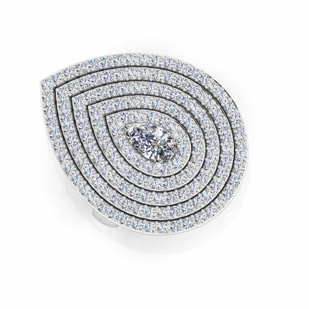 5-Row Pear Cluster Moissanite Engagement Ring top