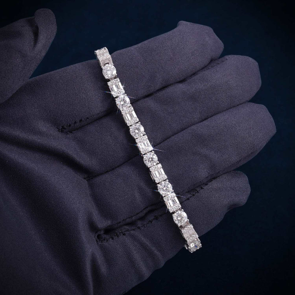 5MM Hybrid Cut Moissanite Tennis Bracelet 14K Gold icecartel hand