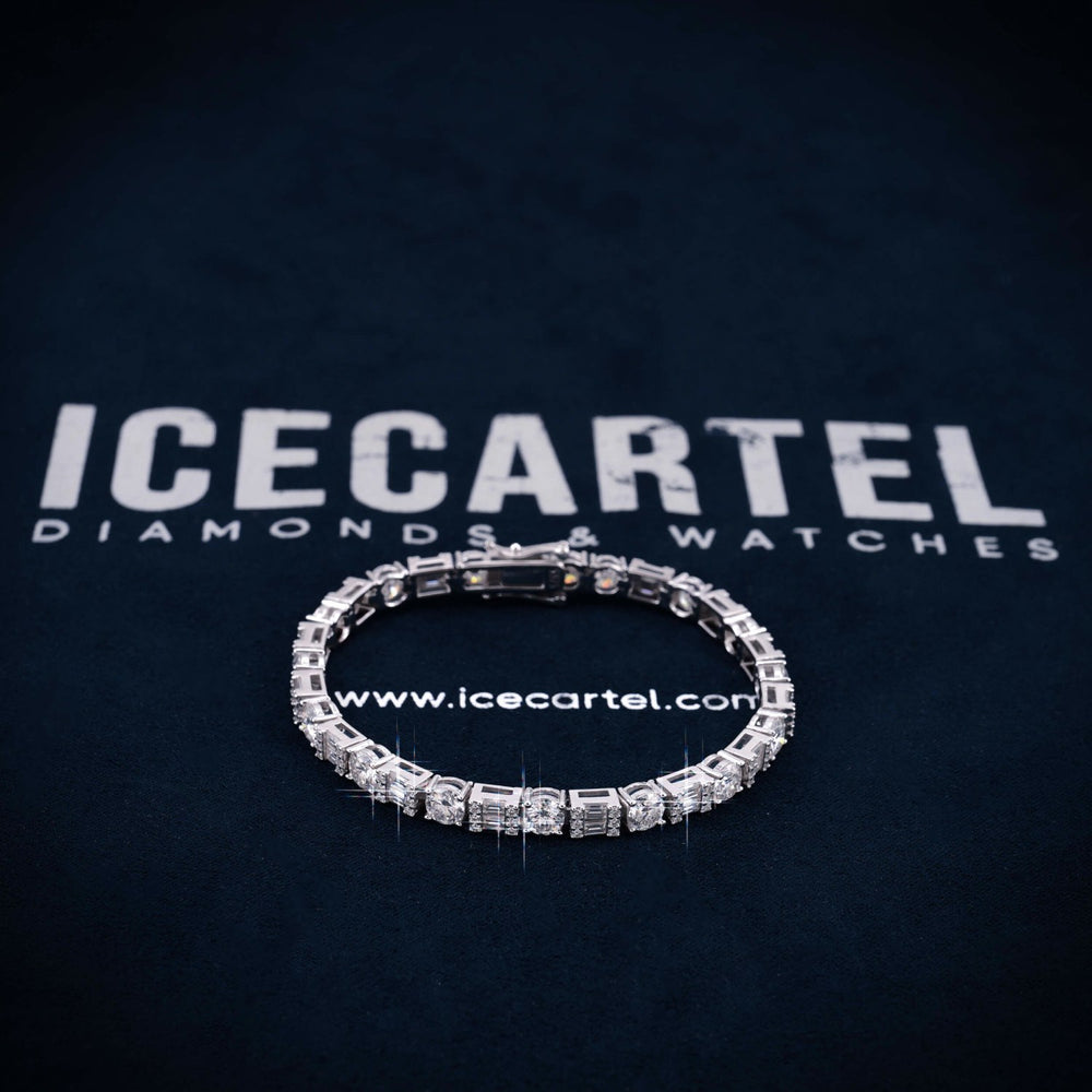5MM Hybrid Cut Moissanite Tennis Bracelet 14K Gold icecartel