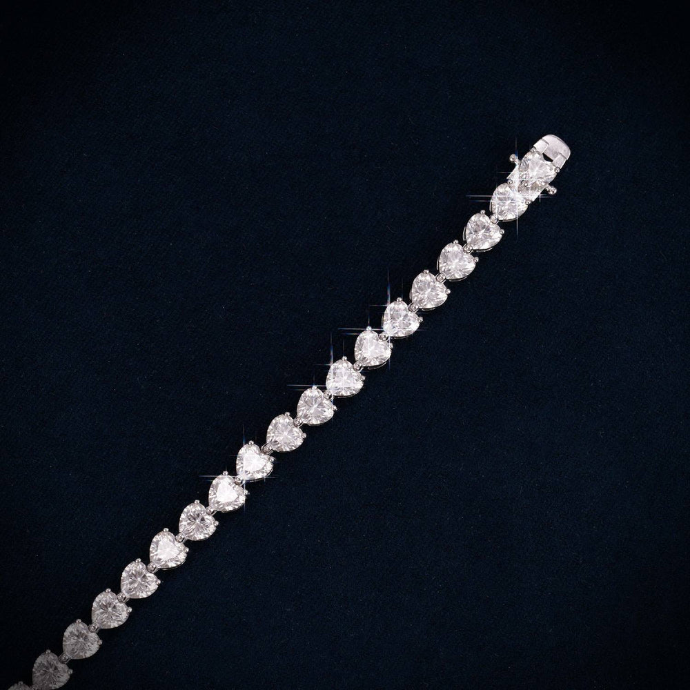 5MM Moissanite Heart Tennis Bracelet 14K Gold icecartel side