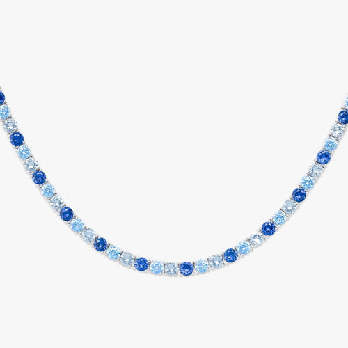 5mm blue 3 tone moissanite tennis chain