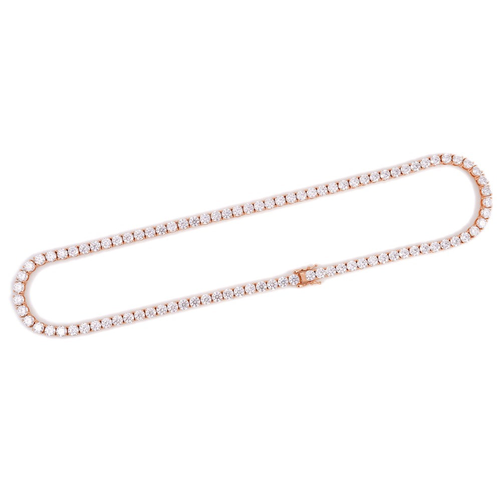 5MM Diamond Tennis Chain 14K Solid Rose Gold full