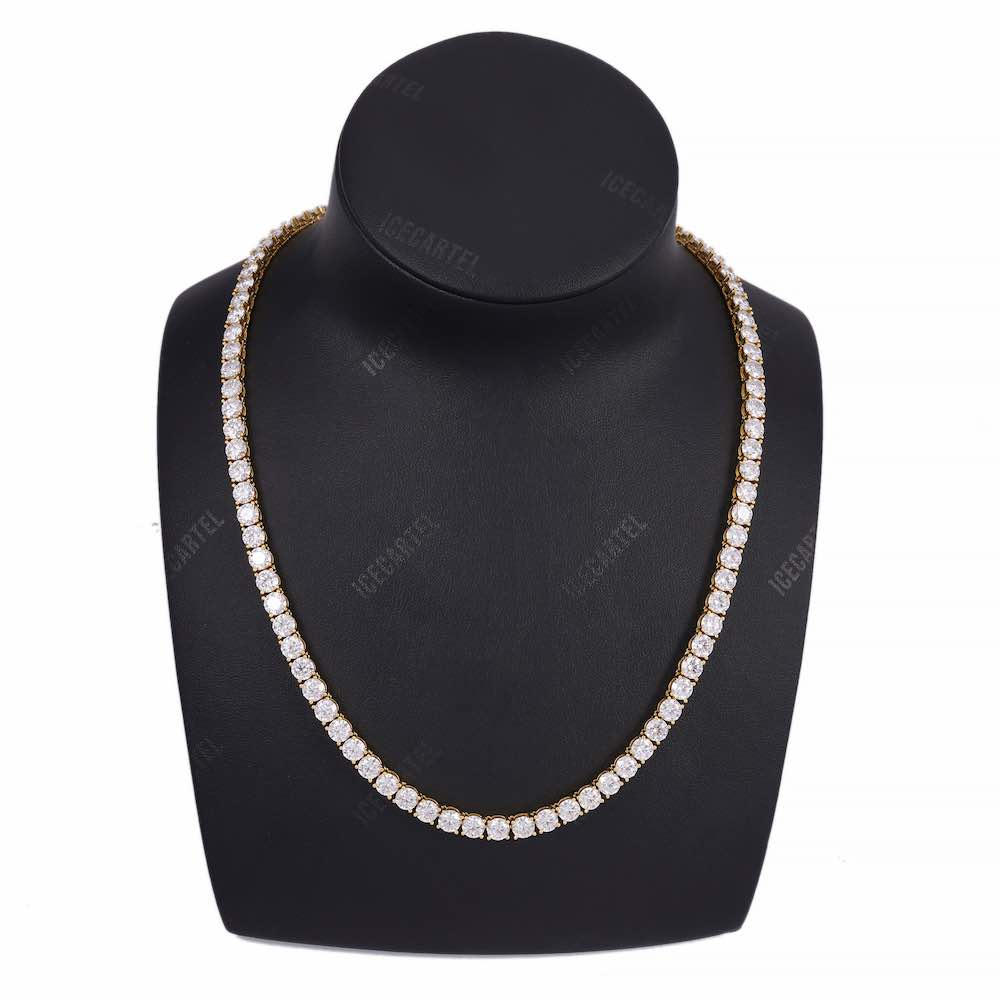 5MM Diamond Tennis Chain 14K Solid Rose Gold neck