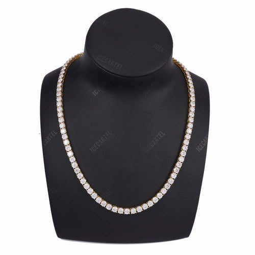 5MM Diamond Tennis Chain 14K Solid Rose Gold neck