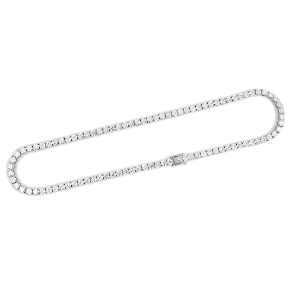 5MM Diamond Tennis Chain 14K Solid White Gold full