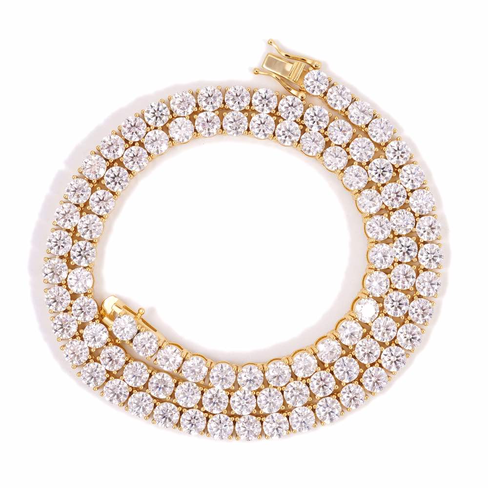 5MM Diamond Tennis Chain 14K Solid Yellow Gold first