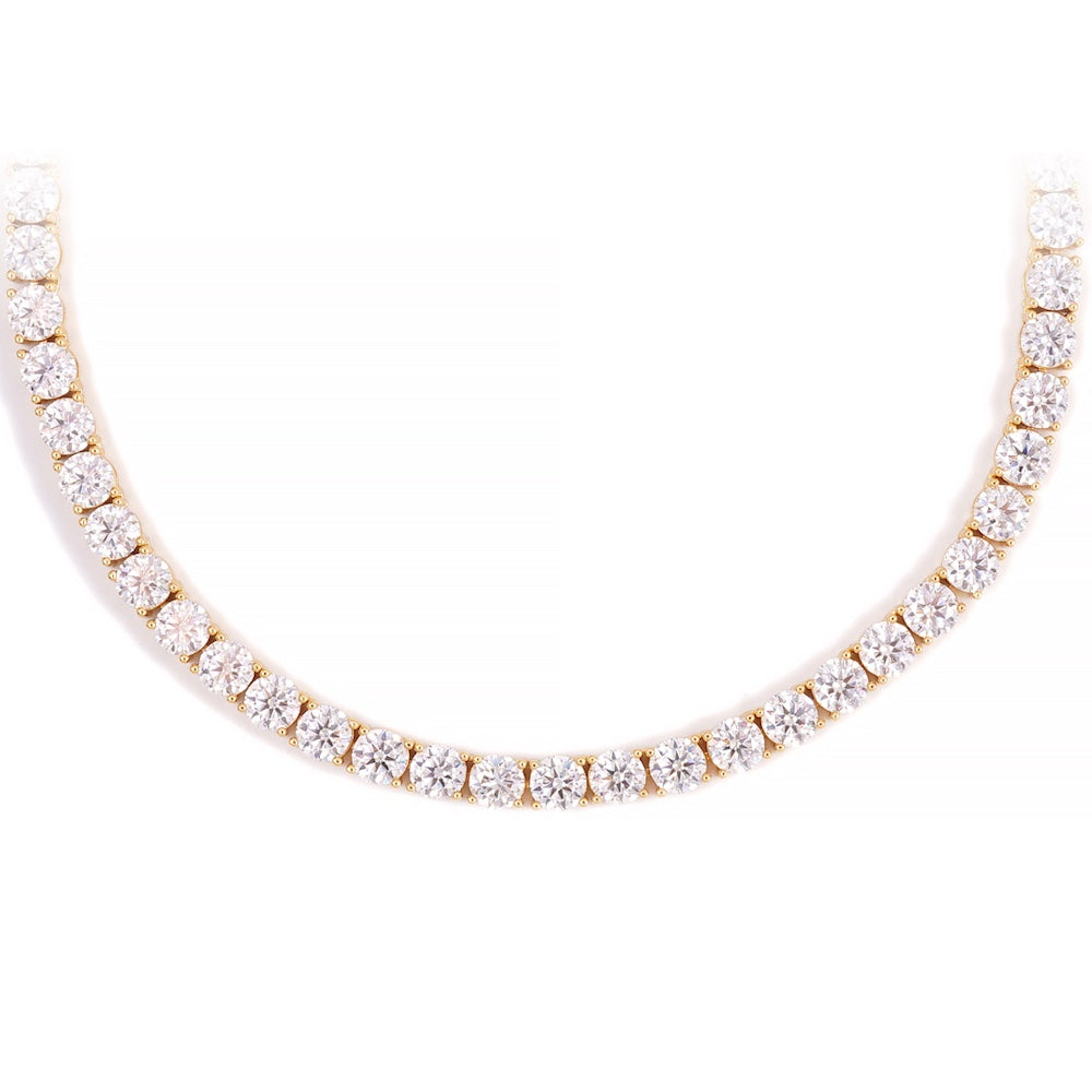 5MM Diamond Tennis Chain 14K Solid Yellow Gold