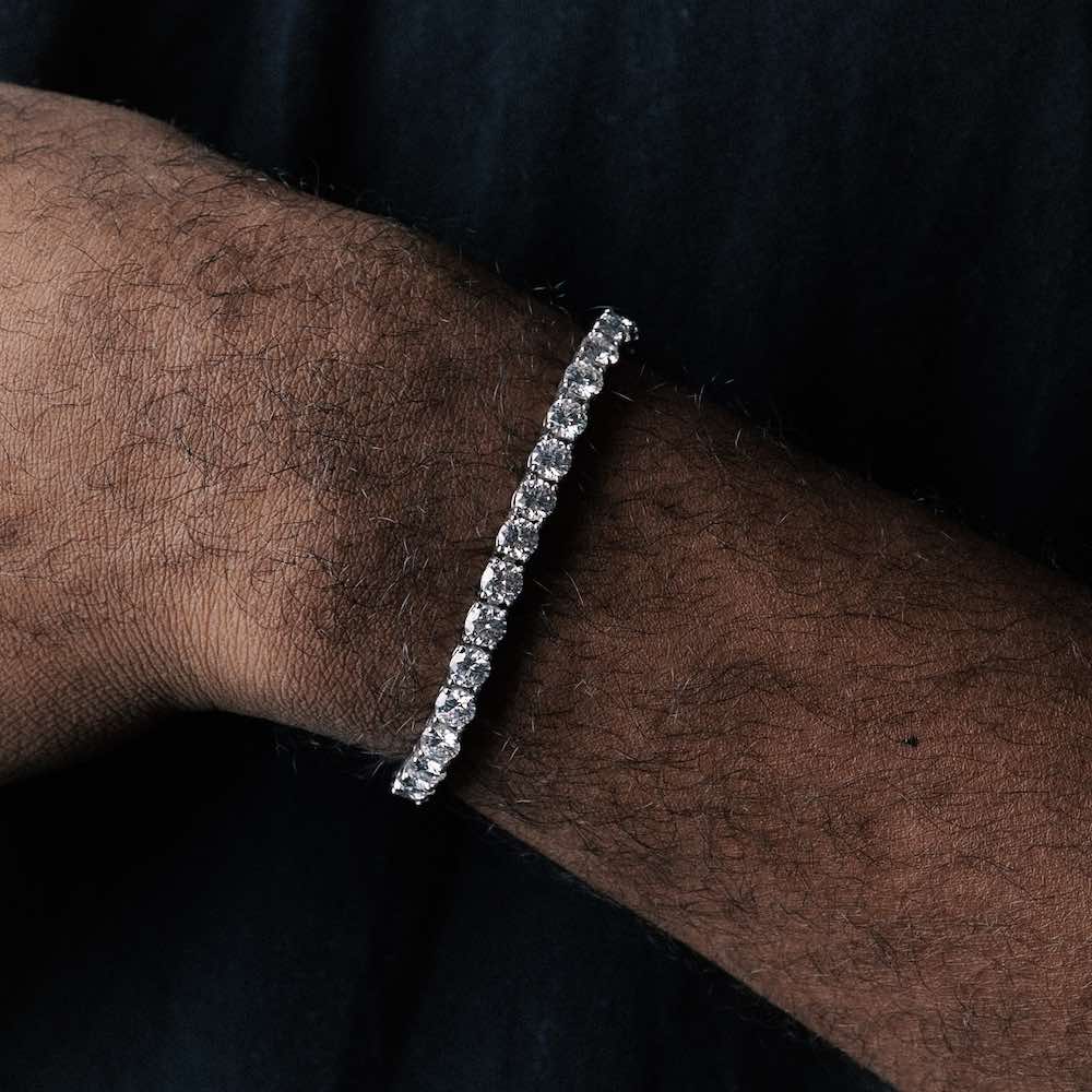 5mm moissanite tennis bracelet on hand