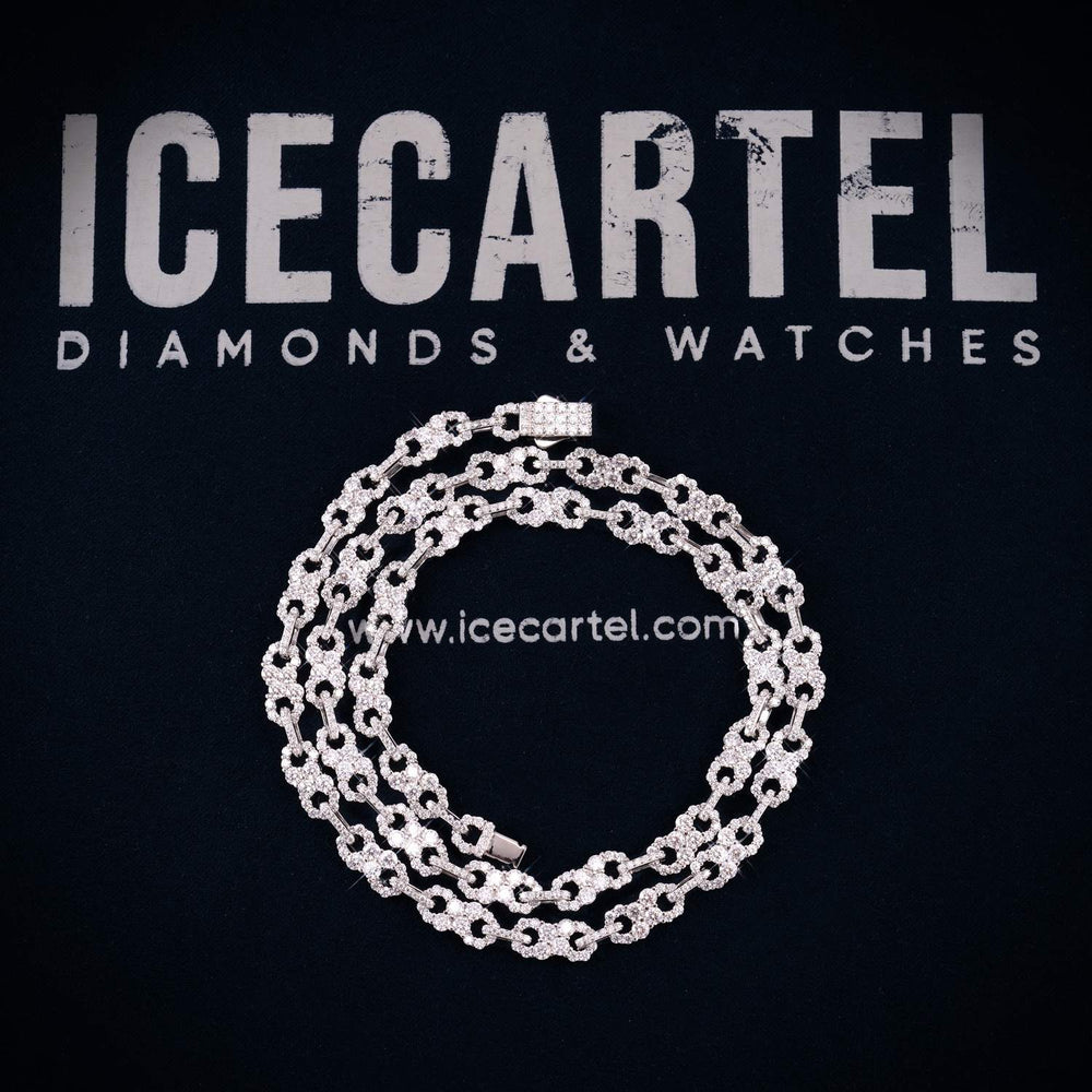 6MM Moissanite Clustered Infinity Link Chain 14K Gold icecartel