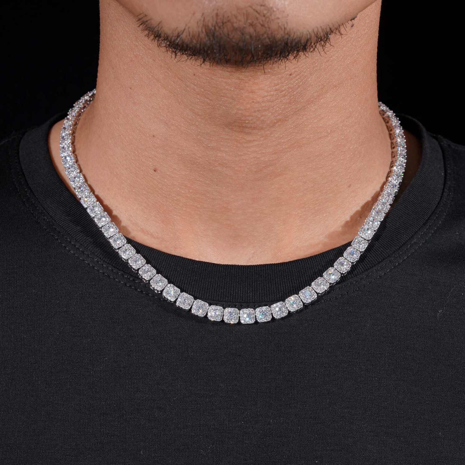 6MM VVS Clustered Tennis Chain 14K Gold model1 icecartel1