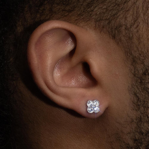 6MM VVS Four Leaf Earrings 14K Gold model icecartel1