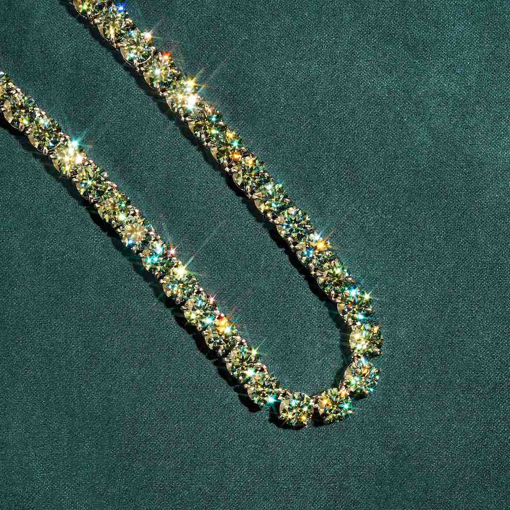 6mm blue moissanite tennis chain 14k gold 925 silver closer
