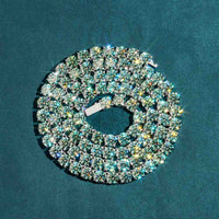 6mm blue moissanite tennis chain 14k gold 925 silver front