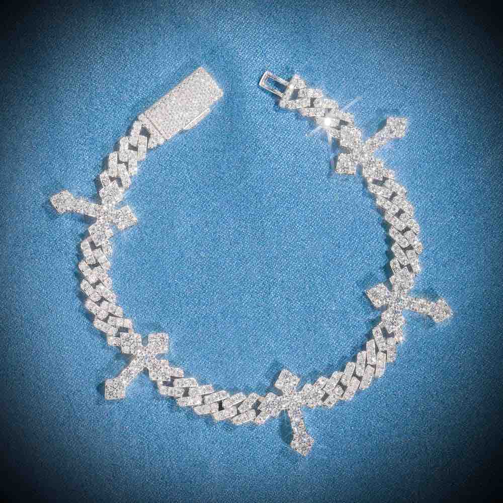 6MM cross cuban bracelet full