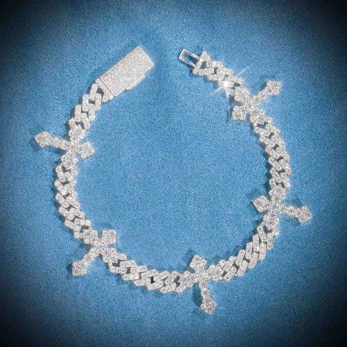 6MM cross cuban bracelet full
