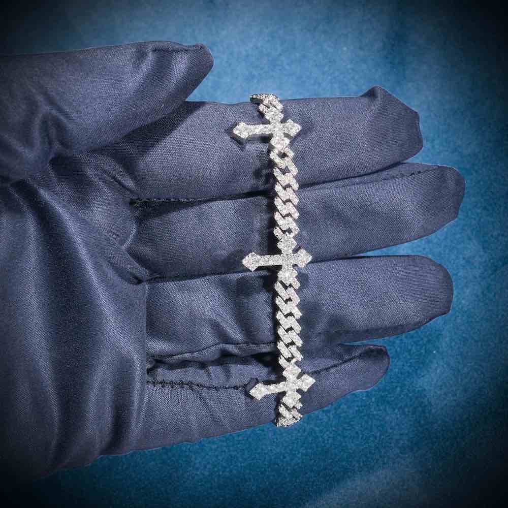 6MM cross cuban bracelet full hand
