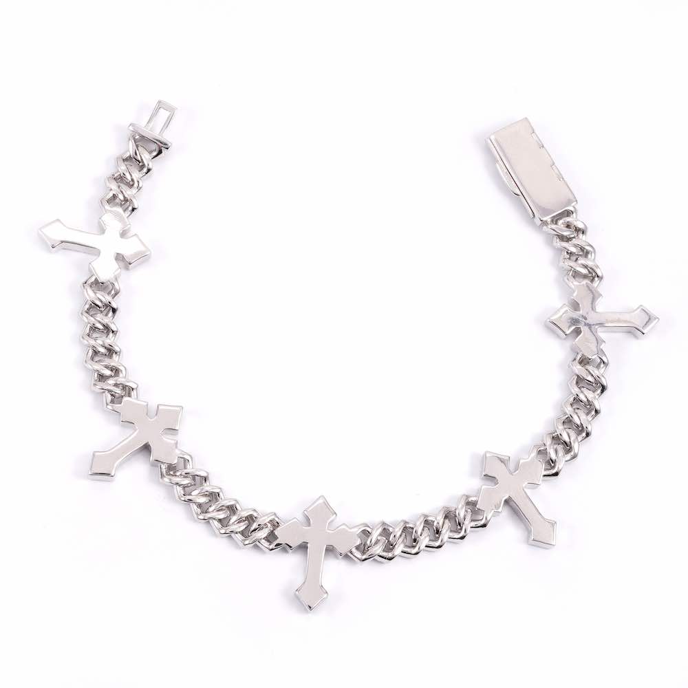 6MM cross cuban bracelet white back