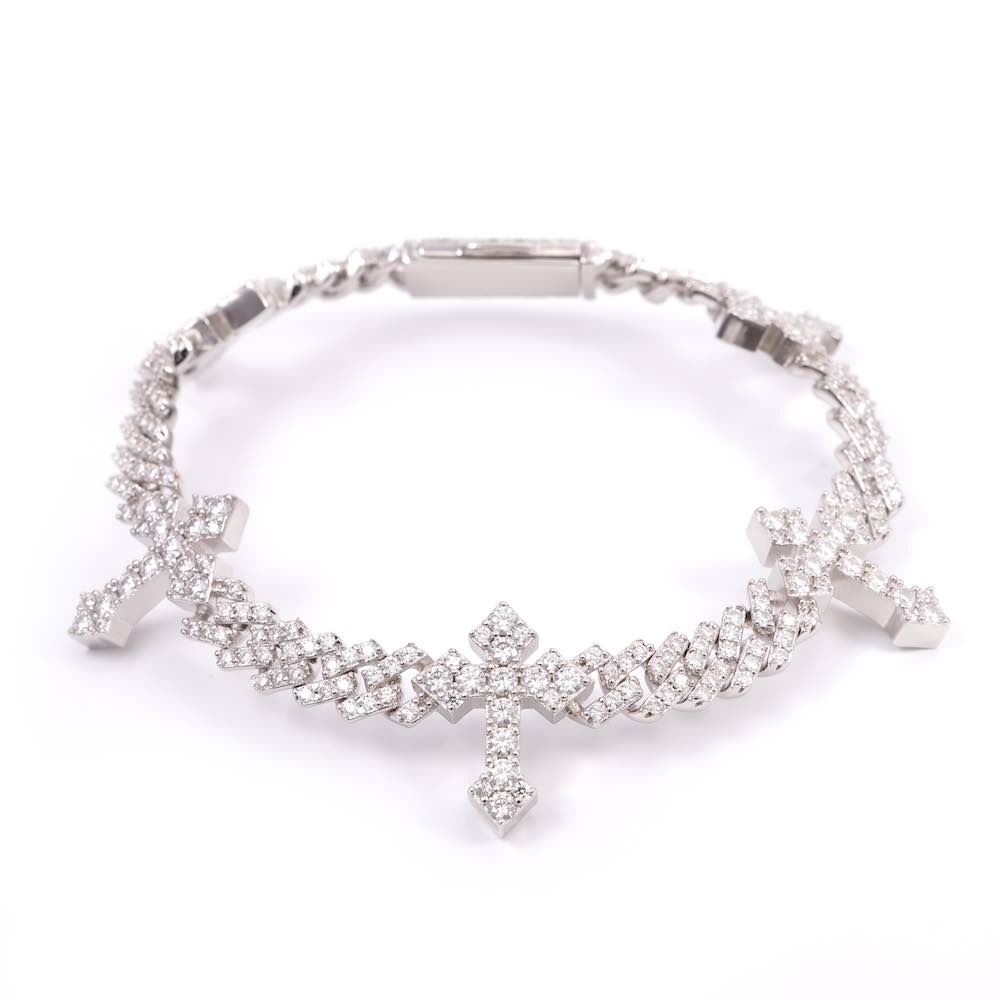 6MM cross cuban bracelet white full