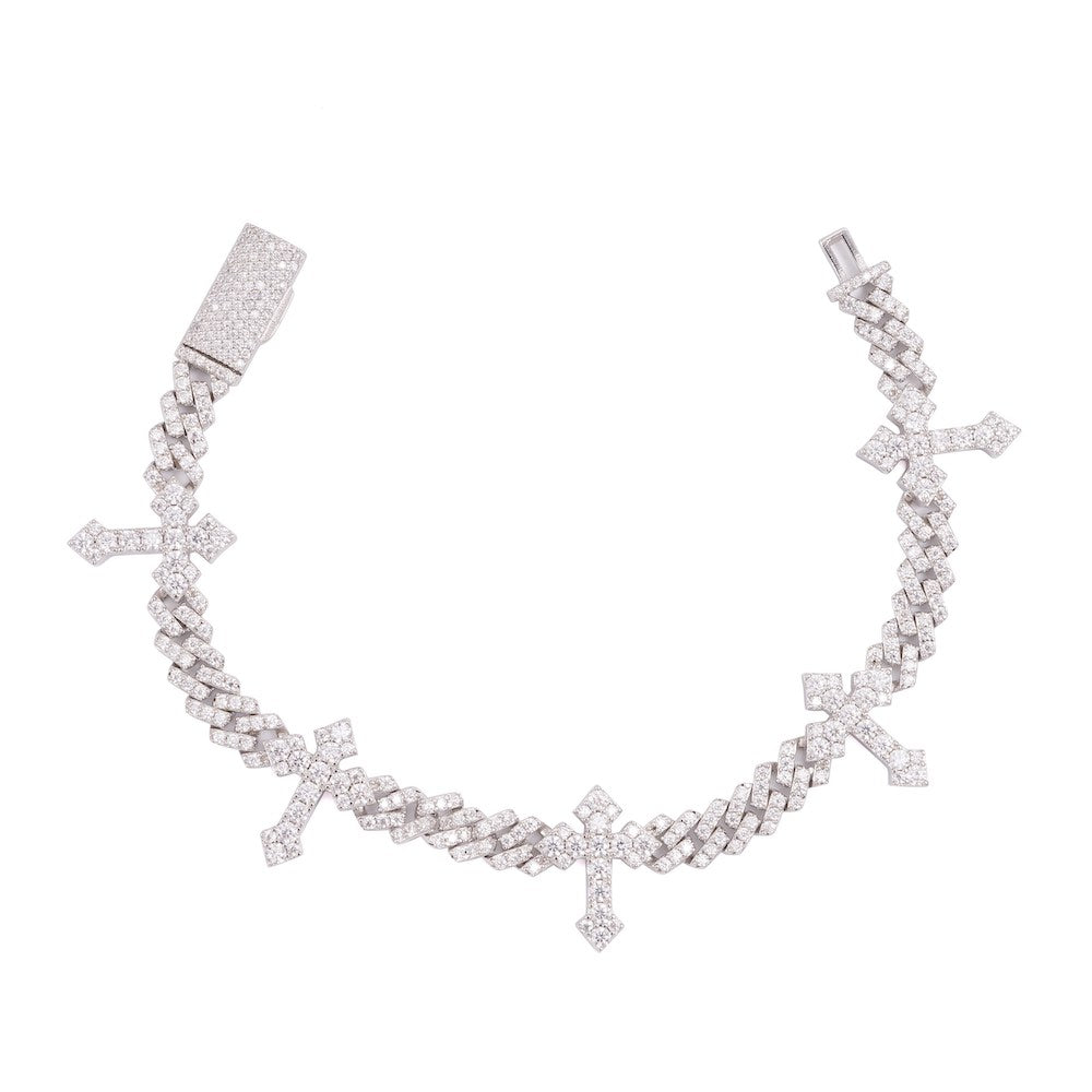 6MM cross cuban bracelet white