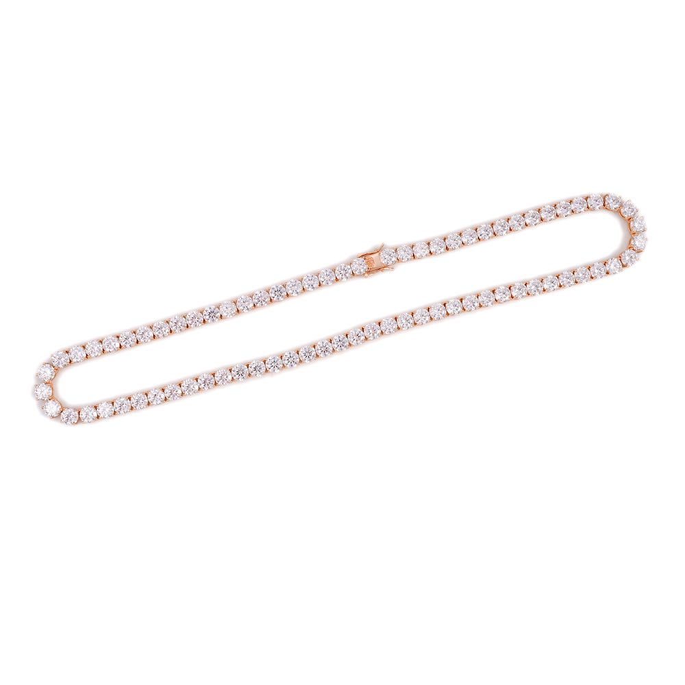 6MM Diamond Tennis Chain 14K Solid Rose Gold Full