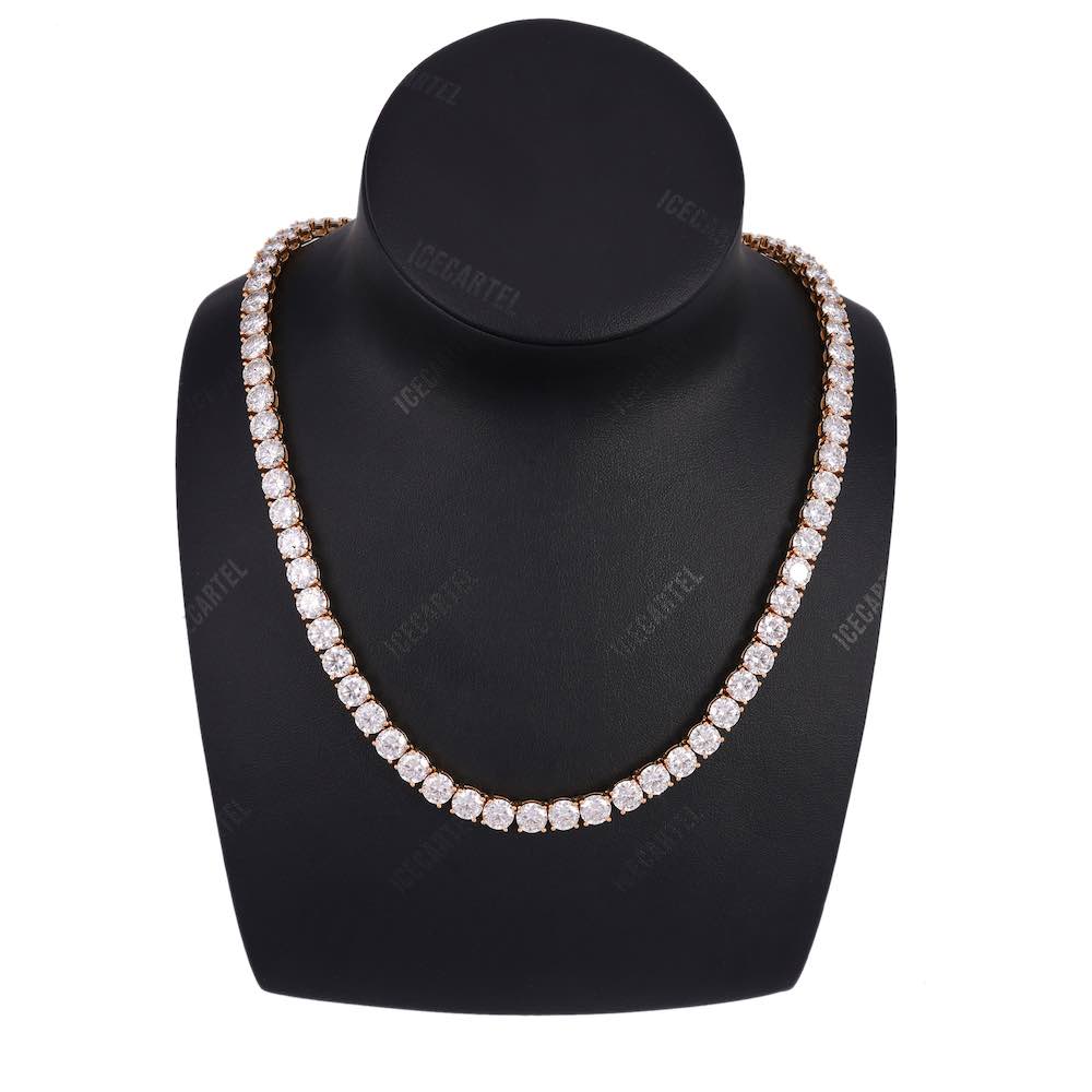 6MM Diamond Tennis Chain 14K Solid Rose Gold Neck