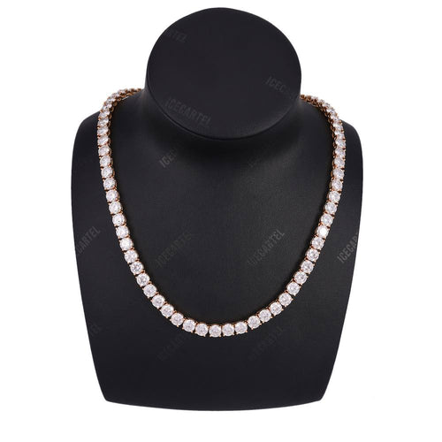 6MM Diamond Tennis Chain 14K Solid Rose Gold Neck