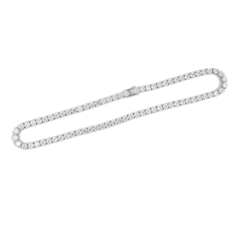 6MM Diamond Tennis Chain 14K Solid White Gold Full