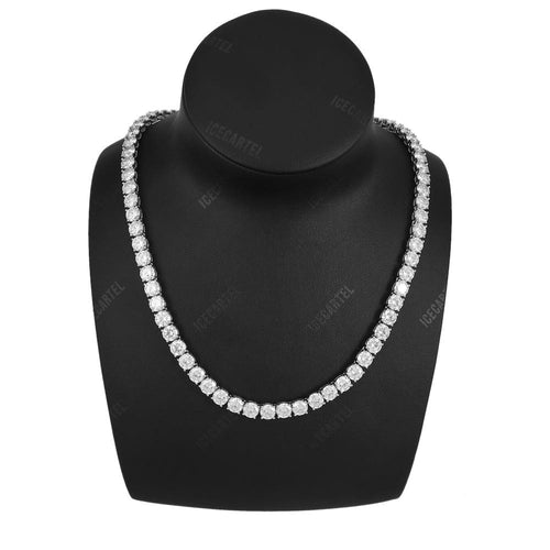 6MM Diamond Tennis Chain 14K Solid White Gold Neck
