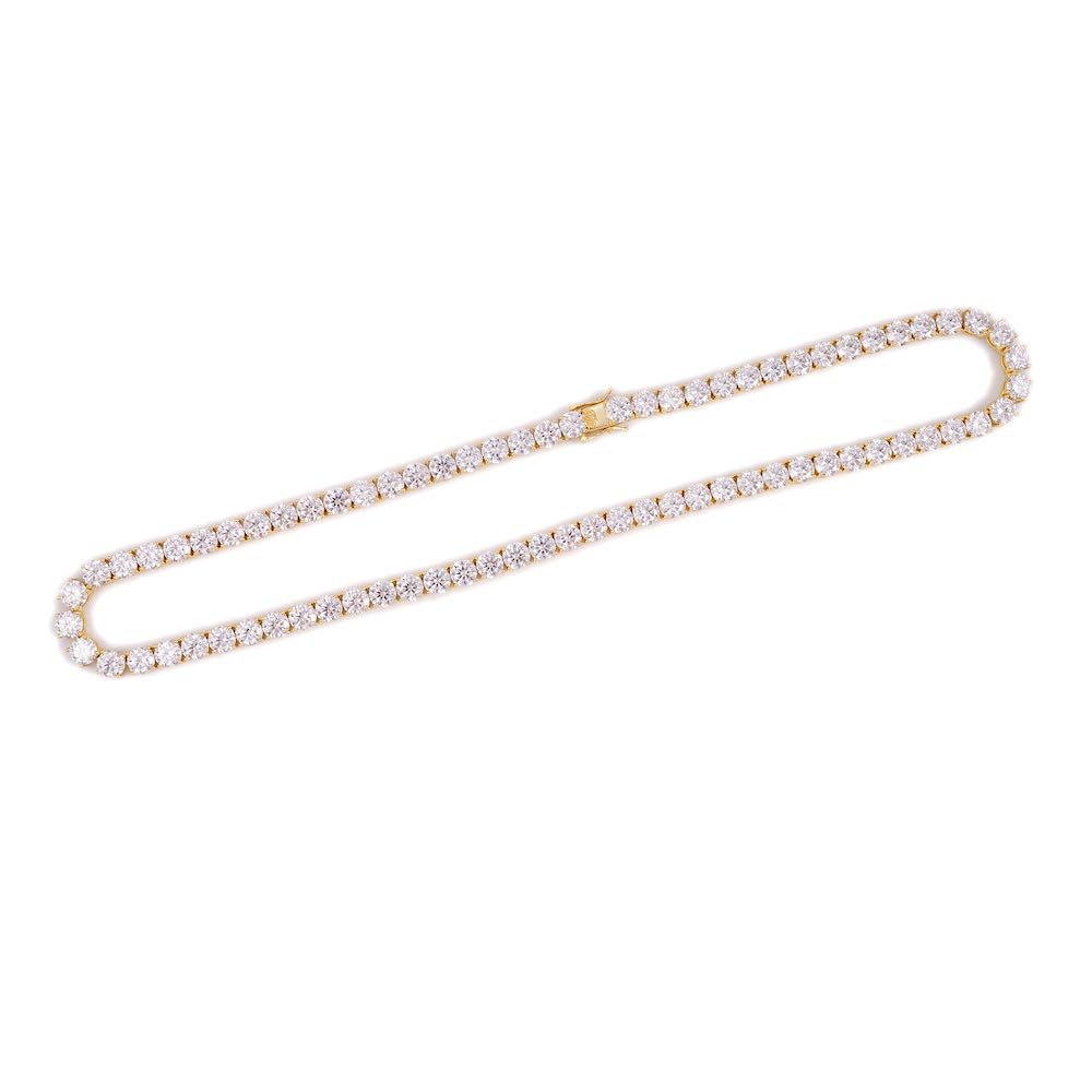 6MM Diamond Tennis Chain 14K Solid Yellow Gold Full