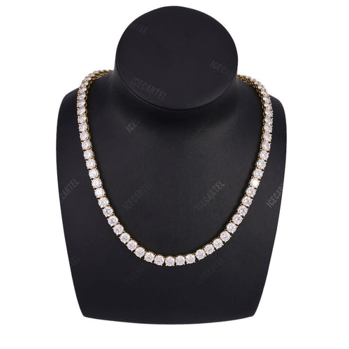 6MM Diamond Tennis Chain 14K Solid Yellow Gold Neck