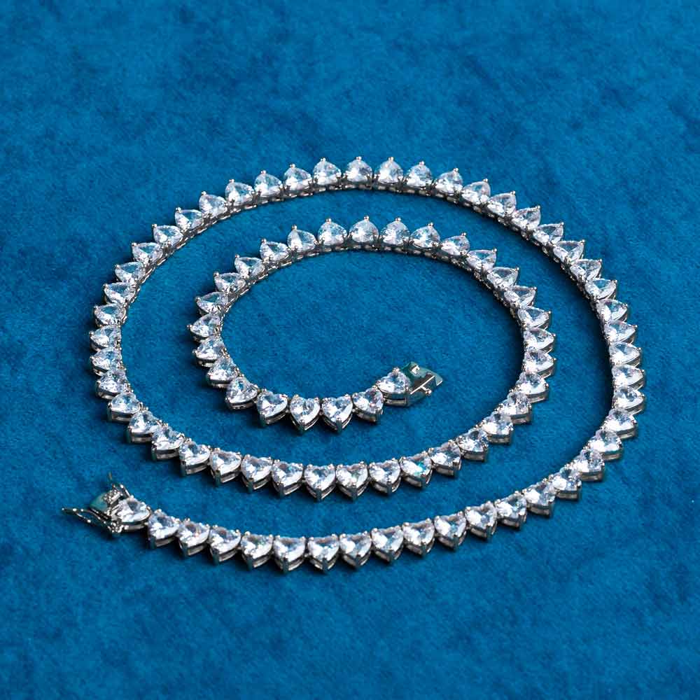 6mm moissanite heart tennis chain necklace