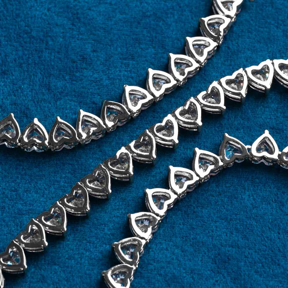 6mm moissanite heart tennis chain solid back