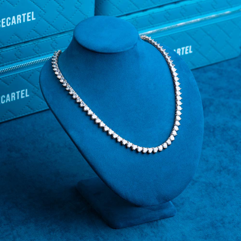 6mm moissanite heart tennis necklace