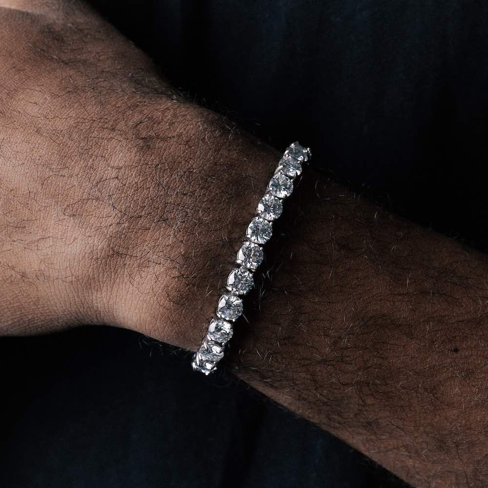 6mm moissanite tennis bracelet on hand