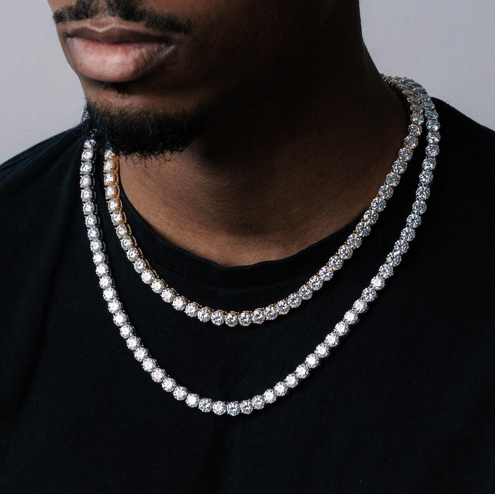 6mm moissanite tennis chain on neck