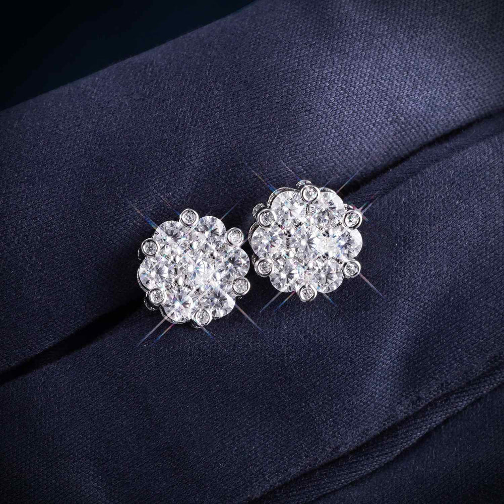 7MM VVS Flower Cluster Earrings 14K Gold hand icecartel