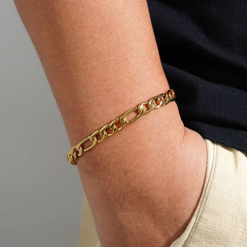 7mm figaro bracelet 14k yellow gold icecartel model