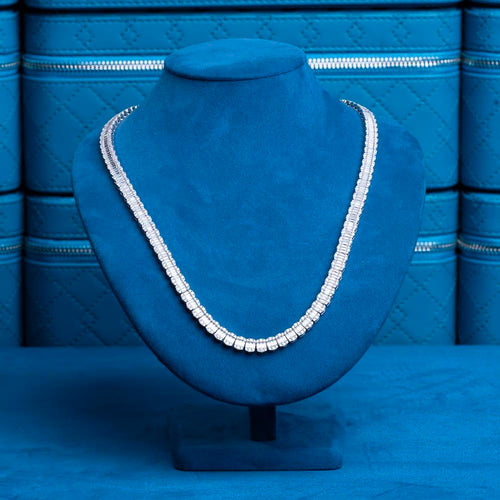 7mm moissanite baguette tennis chain 14k gold neck
